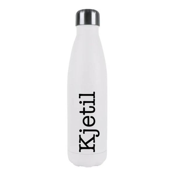 Termoflaske med navn 0,5L, hvit