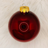 "Min første jul" glasskule 10 cm, mørk julerød blank