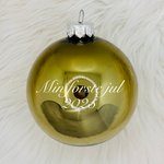 "Min første jul" glasskule 10 cm, julegrønn blank