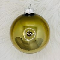 "Min første jul" glasskule 10 cm, julegrønn blank