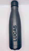 Termoflaske med navn 0,5L, svart metallic